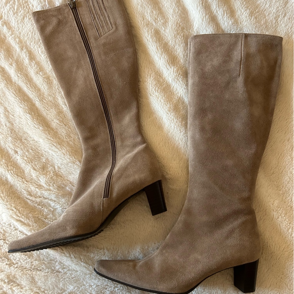Boden Taupe Suede Heeled Boots